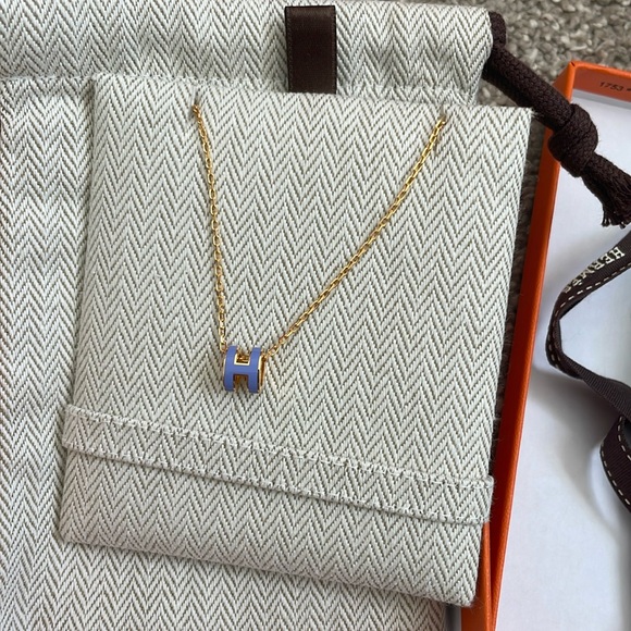 Hermès mini pop h pendant necklace, lilas with gold - Picture 6 of 8